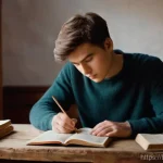 Home 12 러시아어와 러시아 유머 - **"A close-up of a young adult, in their early twenties, with a focused and slightly intrigued expre...