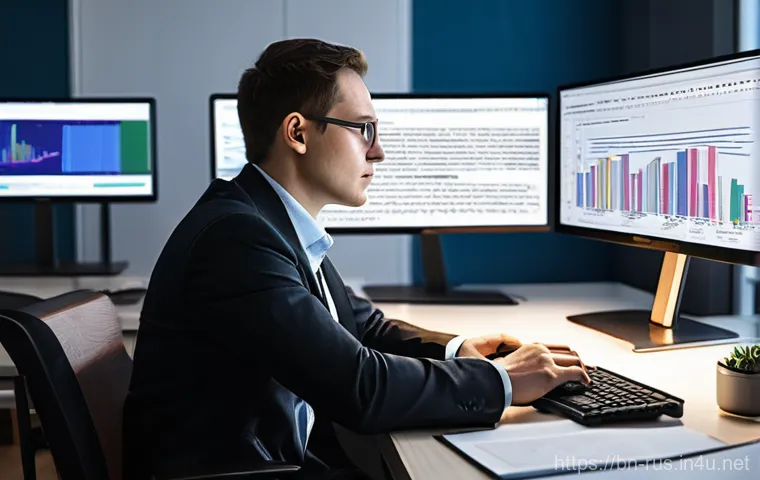 러시아어와 러시아 데이터 분석 - **Prompt:** A focused data analyst, a young adult (male or female), deeply immersed in a vibrant, fu...