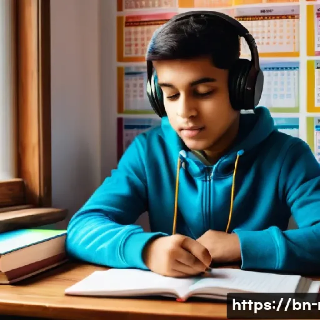 러시아어 어휘 확장 방법 - A cozy study room scene featuring a young Bengali learner sitting at a wooden desk surrounded by Rus...