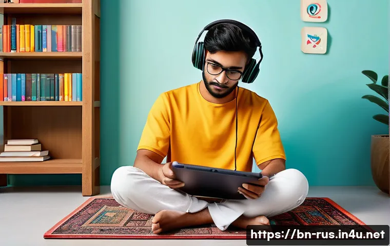 러시아어 학습법 - A detailed and vibrant illustration of a Bengali learner attentively studying the Russian Cyrillic a...