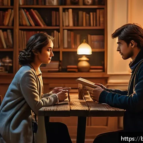 러시아어와 러시아 TV 프로그램 - A detailed scene of a Russian romantic drama set in a cozy urban apartment during winter twilight, f...