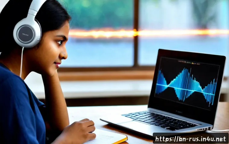 Home 17 러시아어와 러시아 인공지능 - Photorealistic modern language-learning workspace in Bangladesh, a Bengali-speaking adult using a la...